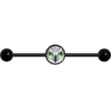 Load image into Gallery viewer, 14G Black White Owl Black Industrial Barbell 37mm
