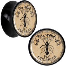 Load image into Gallery viewer, Witches Brew Fly Fricassee Halloween Black Acrylic Plug Sizes 0G to 20mm
