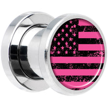 Load image into Gallery viewer, Pink American Flag Steel Screw Fit Plug Set 0G
