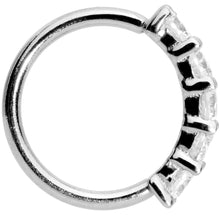 Load image into Gallery viewer, 18G 1/4 Clear CZ Gem 14k White Gold Seamless Circular Ring
