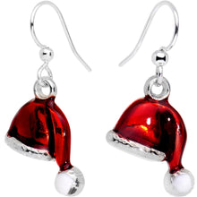 Load image into Gallery viewer, Silver Plated Red Santa Cap Christmas Fishhook Earrings
