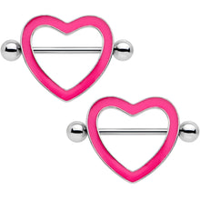 Load image into Gallery viewer, 3/4 Pink Glow in the Dark Valentine Heart Nipple Shield Set
