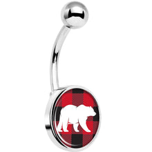Load image into Gallery viewer, Red Black Plaid Polar Bear Belly Ring
