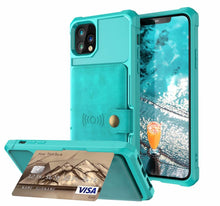 Load image into Gallery viewer, Magnetic Black Leather Wallet Case for iPhone 14 13 11 12 Case Armor Shockproof Card Holder Wallet Flip Cover Buckle Cash Card Sleeve Leather Protective Kickstand Durable High Capacity Phone Case
