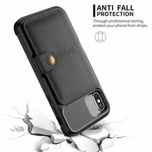 Load image into Gallery viewer, Magnetic Black Leather Wallet Case for iPhone 14 13 11 12 Case Armor Shockproof Card Holder Wallet Flip Cover Buckle Cash Card Sleeve Leather Protective Kickstand Durable High Capacity Phone Case
