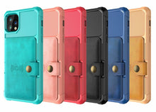 Load image into Gallery viewer, Magnetic Black Leather Wallet Case for iPhone 14 13 11 12 Case Armor Shockproof Card Holder Wallet Flip Cover Buckle Cash Card Sleeve Leather Protective Kickstand Durable High Capacity Phone Case
