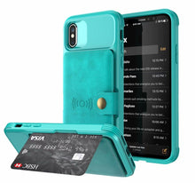 Load image into Gallery viewer, Magnetic Black Leather Wallet Case for iPhone 14 13 11 12 Case Armor Shockproof Card Holder Wallet Flip Cover Buckle Cash Card Sleeve Leather Protective Kickstand Durable High Capacity Phone Case
