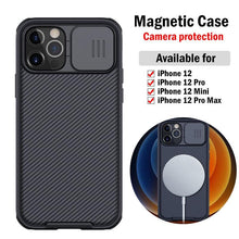 Load image into Gallery viewer, Magnetic Case for iPhone 13 12/13 12 Pro/13 12Pro Max Case Camera Protection Cover Silky Silicone Case with Slide Camera Lens Protection Shockproof Phone Case
