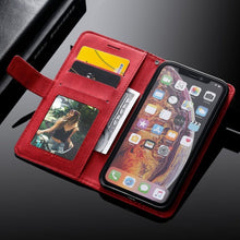 Load image into Gallery viewer, Magnetic Leather Case For iPhone 14 13 12 Mini 11 Pro Max XS XR 7 8 6 6S Plus SE 2023 Luxury Wallet Flip Card Holder Stand Cover Leather Wallet Case Magnetic Buckle Flip Folio Cover For iPhone
