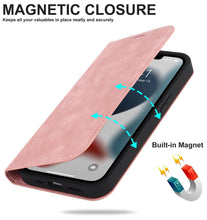 Load image into Gallery viewer, Magnetic Leather Wallet Phone Cover for iPhone 14 Plus 13 Pro Max 12 Mini for Wireless Charging Kickstand Card Case Magnetic Flip PU Leather Phone Case with Card Holder Slots Kickstand Shockproof Case

