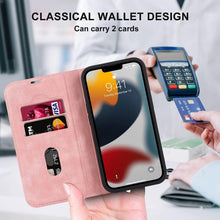 Load image into Gallery viewer, Magnetic Leather Wallet Phone Cover for iPhone 14 Plus 13 Pro Max 12 Mini for Wireless Charging Kickstand Card Case Magnetic Flip PU Leather Phone Case with Card Holder Slots Kickstand Shockproof Case
