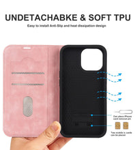 Load image into Gallery viewer, Magnetic Leather Wallet Phone Cover for iPhone 14 Plus 13 Pro Max 12 Mini for Wireless Charging Kickstand Card Case Magnetic Flip PU Leather Phone Case with Card Holder Slots Kickstand Shockproof Case
