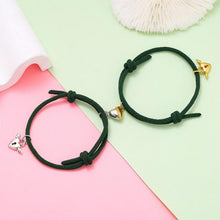 Load image into Gallery viewer, Magnetic Love Heart Attraction Couple Bracelets Distance Relationship Braid Rope Bracelet Magnet Matching Couples Mutual Attraction Couples Bracelets Matching Bracelets For Couples Magnetic Peach Heart Bracelet For Girlfriend
