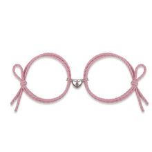 Load image into Gallery viewer, Magnetic Love Heart Attraction Couple Bracelets Distance Relationship Braid Rope Bracelet Magnet Matching Couples Mutual Attraction Couples Bracelets Matching Bracelets For Couples Magnetic Peach Heart Bracelet For Girlfriend
