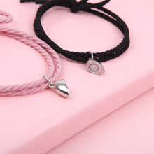 Load image into Gallery viewer, Magnetic Love Heart Attraction Couple Bracelets Distance Relationship Braid Rope Bracelet Magnet Matching Couples Mutual Attraction Couples Bracelets Matching Bracelets For Couples Magnetic Peach Heart Bracelet For Girlfriend
