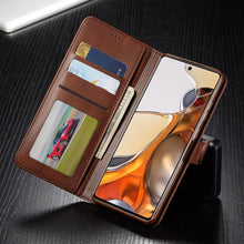 Load image into Gallery viewer, Magnetic PU Leather Wallet-Style Phone Case Fashion Flip Case with Card Slot Leather Case for Xiaomi 12T 11T Poco X4 GT X3 M3 M4 Pro NFC F4 F3 Flip Cover Mi 11 Lite 10T Redmi 9C Note 11S 10S 9S 9T 9A 8T 7
