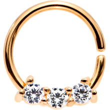 Load image into Gallery viewer, 18G 5/16 Clear Cubic Zirconia Rose Gold IP Steel Circular Ring
