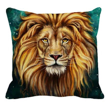 Load image into Gallery viewer, Male Lion Printing Linen Pillow Cover Lion Leo King Square Cushion Covers For Home Sofa Bed Chair Decoration
