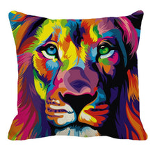 Load image into Gallery viewer, Male Lion Printing Linen Pillow Cover Lion Leo King Square Cushion Covers For Home Sofa Bed Chair Decoration
