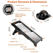 Load image into Gallery viewer, Mandoline Stainless Steel Food Slicer with 5 Adjustable Blades
