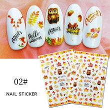 Load image into Gallery viewer, Maple Leaves 3D Nail Stickers Fall Leaf Flowers Line Sliders For Nails Self Adhesive Stickers Autumn Manicuring Decals Transfer Nail Decals Sticker For Pretty Girl Self-Adhesive Nail Decals Designer Nail Stickers for Acrylic
