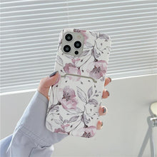 Load image into Gallery viewer, Marble Card Holder Flower Leopard Print Phone Case For iPhone 11 12 13 Pro Max Wallet Soft Silicone Cover Silicone Grey White Shiny Slim Soft Scratch Resistant Case
