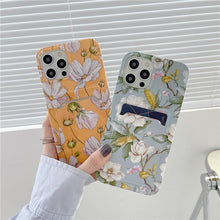 Load image into Gallery viewer, Marble Card Holder Flower Leopard Print Phone Case For iPhone 11 12 13 Pro Max Wallet Soft Silicone Cover Silicone Grey White Shiny Slim Soft Scratch Resistant Case
