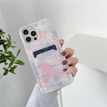 Load image into Gallery viewer, Marble Card Holder Flower Leopard Print Phone Case For iPhone 11 12 13 Pro Max Wallet Soft Silicone Cover Silicone Grey White Shiny Slim Soft Scratch Resistant Case
