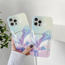 Load image into Gallery viewer, Marble Card Holder Flower Leopard Print Phone Case For iPhone 11 12 13 Pro Max Wallet Soft Silicone Cover Silicone Grey White Shiny Slim Soft Scratch Resistant Case
