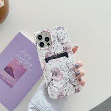 Load image into Gallery viewer, Marble Card Holder Flower Leopard Print Phone Case For iPhone 11 12 13 Pro Max Wallet Soft Silicone Cover Silicone Grey White Shiny Slim Soft Scratch Resistant Case
