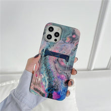 Load image into Gallery viewer, Marble Card Holder Flower Leopard Print Phone Case For iPhone 11 12 13 Pro Max Wallet Soft Silicone Cover Silicone Grey White Shiny Slim Soft Scratch Resistant Case
