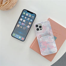 Load image into Gallery viewer, Marble Card Holder Flower Leopard Print Phone Case For iPhone 11 12 13 Pro Max Wallet Soft Silicone Cover Silicone Grey White Shiny Slim Soft Scratch Resistant Case
