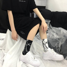 Load image into Gallery viewer, Marble Print Style Harajuku Skateboard Long Socks Creative Fun Lightning Hip Hop Style Socks Streetwear Casual Cotton Socks Unisex Street Couple Socks For Men And Women
