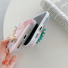 Load image into Gallery viewer, Marble Wriststrap Bracelet Chain Phone Case For iPhone 14 13 Pro Max 12 11 XS XR X 7 8 Plus SE 2020 Silicone Back Cover Colorful Silicone Fashion Pattern Ultra Thin Slim Bumper Shockproof Protective Case with Chain Wrist Strap Marble Iphone Case
