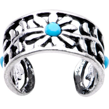 Load image into Gallery viewer, Blue Orb Flower Halo Toe Ring
