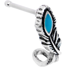 Load image into Gallery viewer, Soutwestern Blue Fashion Feather Faux Hoop Nose Bone

