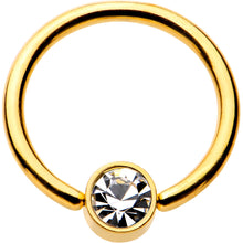 Load image into Gallery viewer, 16G 3/8 Clear Gem 4mm Disc Gold IP BCR Captive Ring
