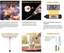 Load image into Gallery viewer, Meat Thermometer Digital Cooking Food Digital Candy Cooking Thermometer Kitchen Cooking Thermometer Instant Read for BBQ Grill Oil Milk Bath Water Deep Fry Kitchen BBQ Probe Water Milk Oil Liquid Oven Digital Temperature Sensor Meter Thermocouple
