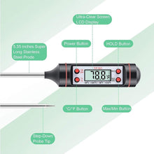 Load image into Gallery viewer, Meat Thermometer Digital Cooking Food Digital Candy Cooking Thermometer Kitchen Cooking Thermometer Instant Read for BBQ Grill Oil Milk Bath Water Deep Fry Kitchen BBQ Probe Water Milk Oil Liquid Oven Digital Temperature Sensor Meter Thermocouple
