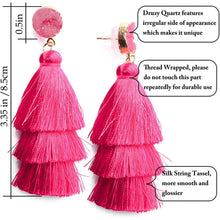 Load image into Gallery viewer, Me&amp;Hz Colorful Layered Tassel Earrings
