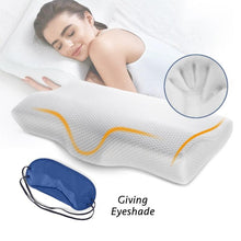 Load image into Gallery viewer, Memory Foam Bed Orthopedic Pillow Neck Protection Slow Rebound Memory Pillow Butterfly Shaped Health Cervical Neck Cotton Pillow Bed Orthopedic Pillow For Cervical Pillow Slow Rebound Adult Neck Guard Pillow Sleep Pillow Orthopedic Contour Memory Foam
