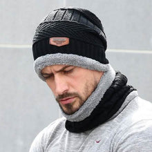 Load image into Gallery viewer, Men And Women Knitted Winter Scarf &amp; Hat Fleece Lined Bonnet Beanies
