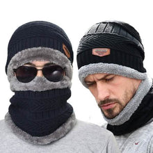 Load image into Gallery viewer, Men And Women Knitted Winter Scarf &amp; Hat Fleece Lined Bonnet Beanies
