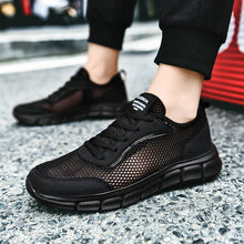 Load image into Gallery viewer, Men Casual Black Sneakers Fashion Light Breathable Summer Outdoor Beach Mesh Gym Running Sneakers Men Breathable Mesh Ultra Comfortable Athletic Fashion Jogging Sneaker
