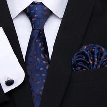Load image into Gallery viewer, Men Elegant Red Silk Tie Classic Necktie Cufflinks Set Business Necktie With Handkerchief Perfect Match With Wedding Suit
