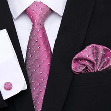 Load image into Gallery viewer, Men Elegant Red Silk Tie Classic Necktie Cufflinks Set Business Necktie With Handkerchief Perfect Match With Wedding Suit
