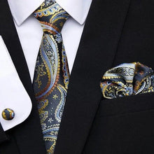 Load image into Gallery viewer, Men Elegant Red Silk Tie Classic Necktie Cufflinks Set Business Necktie With Handkerchief Perfect Match With Wedding Suit
