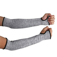Load image into Gallery viewer, Men Grey Arm Sleeve Resistant Work Protection Fingerless Arm Sleeve Cover Arm Sleeves For Men And Women UV Protection Cooling Arm Sleeves Arm Guards With Thumb Slot
