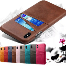 Load image into Gallery viewer, Men Leather Durable Shockproof Protective Cover For iPhone 14 Pro 13 Pro MAX Luxury Leather Card Holder Phone Case Stylish Leather Cover For iPhone 2 Credit Card Slots Holders Compatible for iPhone 13
