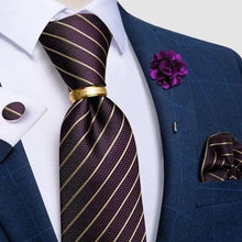 Load image into Gallery viewer, Men Luxury Red Silk Necktie Matching Cufflinks Set For Men Bridegroom Wedding Business Necktie Elegant Design Ideal Gift For Men
